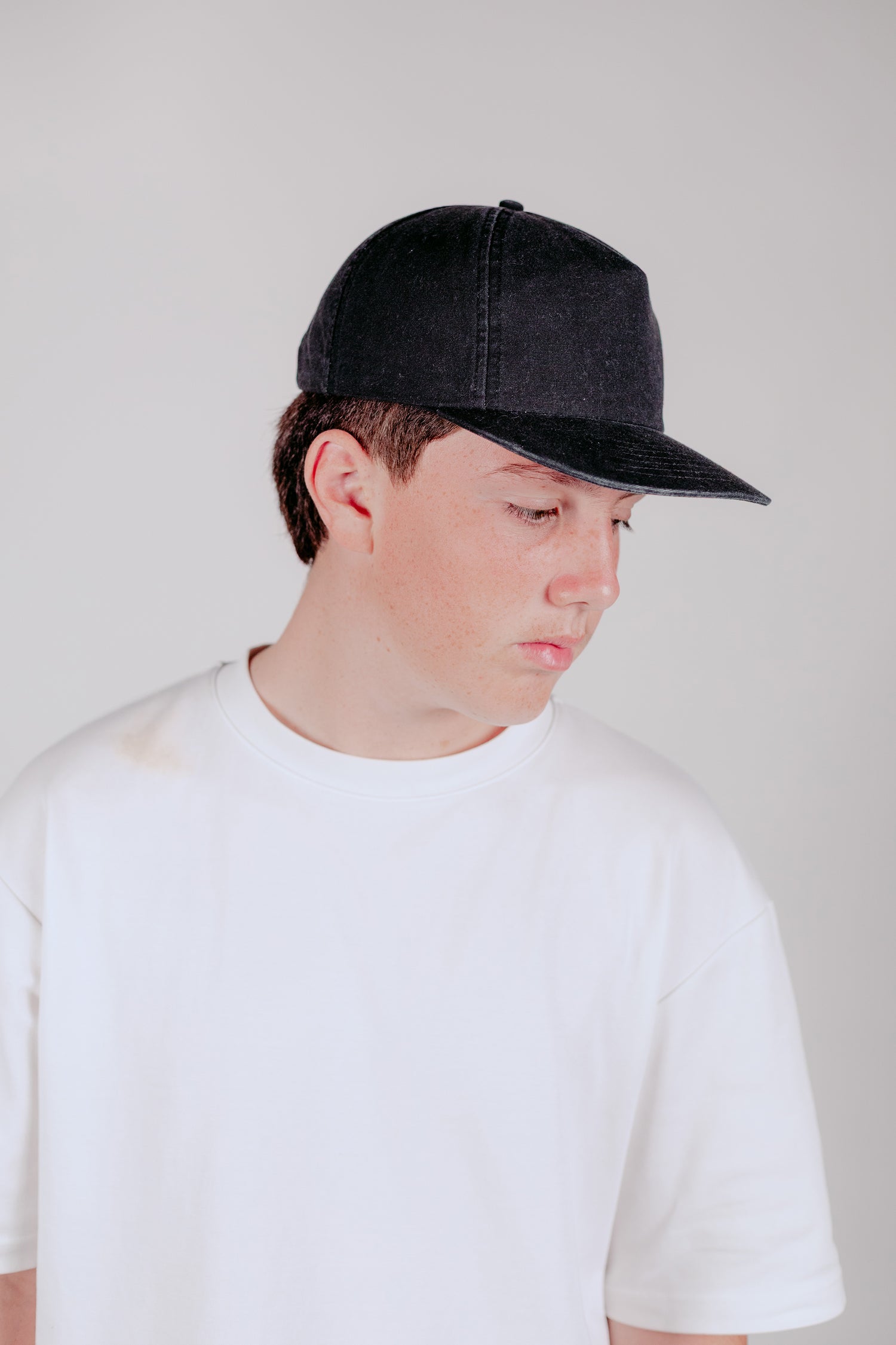 5 Panel Canvas Cap Washed Black