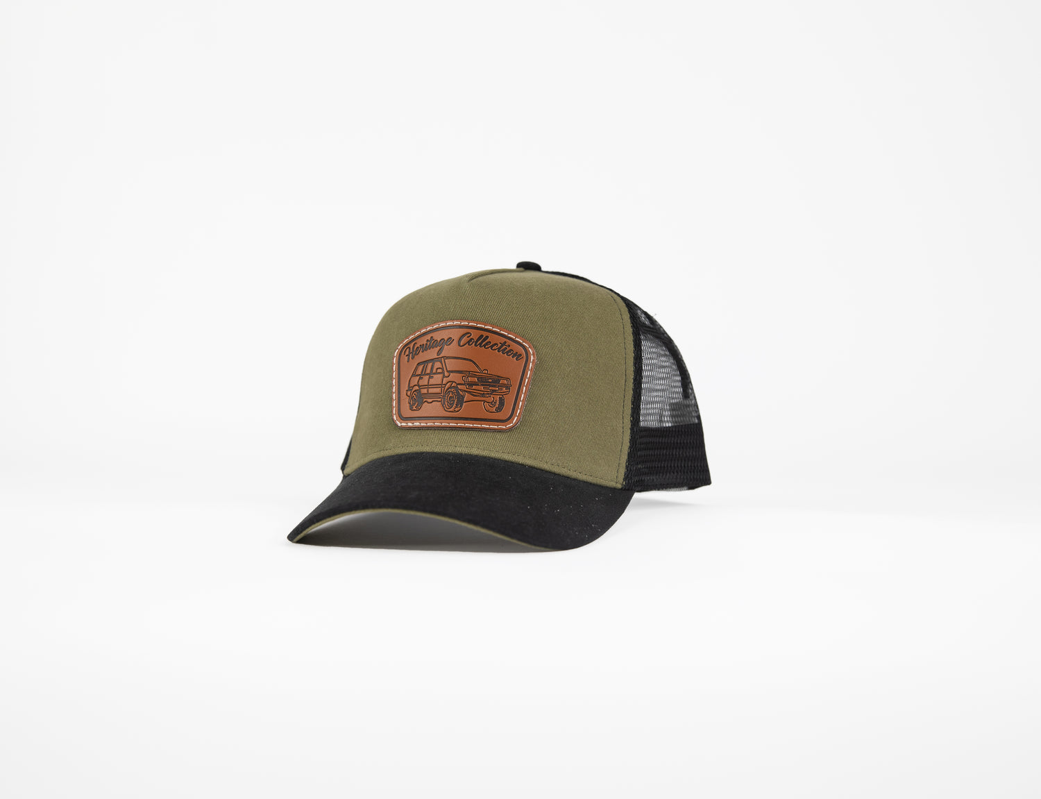 Canvas Trucker Cap with Embossed Leather Badge