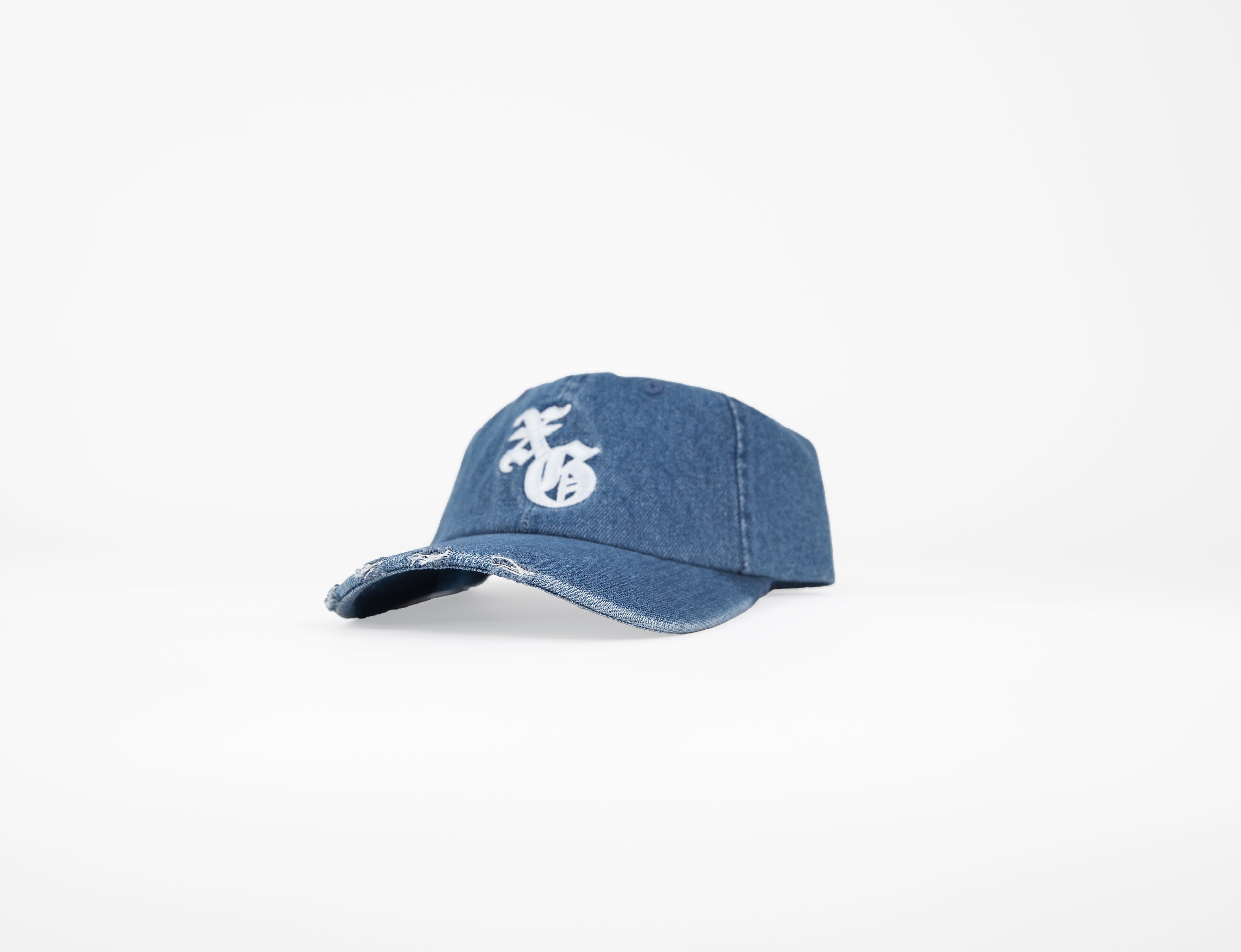 Distressed Denim 6 Panel Cap