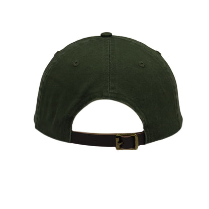 6 Panel Cap Olive with Leather Back Fastening &amp; Buckle