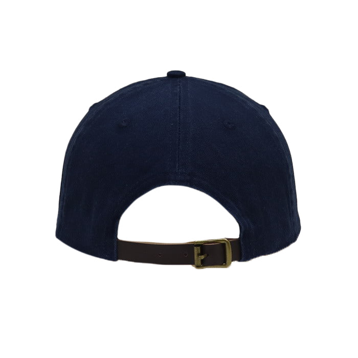 6 Panel Cap Navy with Leather Back Fastening &amp; Buckle