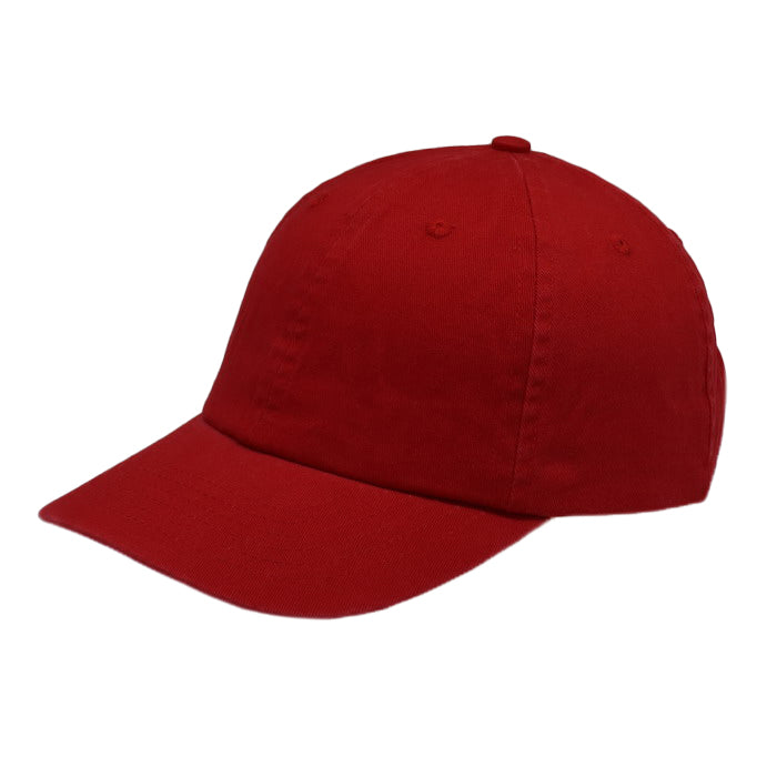 6 Panel Cap Red with Leather Back Fastening &amp; Buckle
