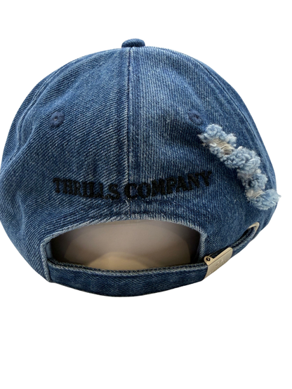 Distressed Denim 6 Panel Cap