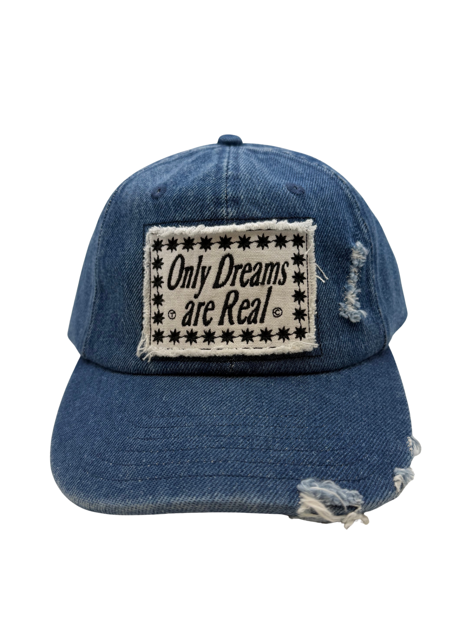 Distressed Denim 6 Panel Cap