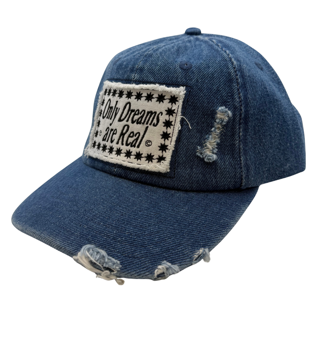 Distressed Denim 6 Panel Cap