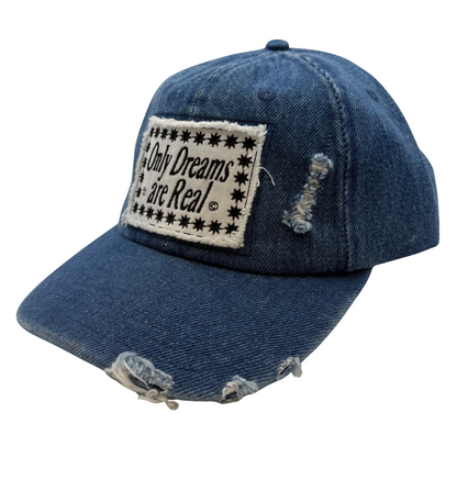 Distressed Denim 6 Panel Cap